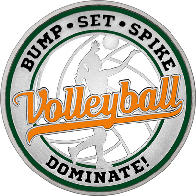 Orange "Volleyball" with Dark Green Outer Circular Borders